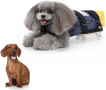 Dog Drag Bag Dog Wheelchair Alternative with Wooden Scooter for Indoor and Outdoor,Disabled Dog Dragging Bag Fit for Paralyzed Dog Cat|Yellow (L)