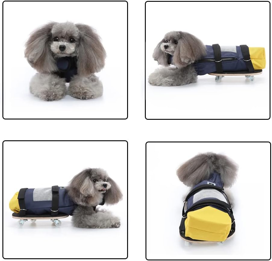 Dog Drag Bag Dog Wheelchair Alternative with Wooden Scooter for Indoor and Outdoor,Disabled Dog Dragging Bag Fit for Paralyzed Dog Cat|Yellow (L)