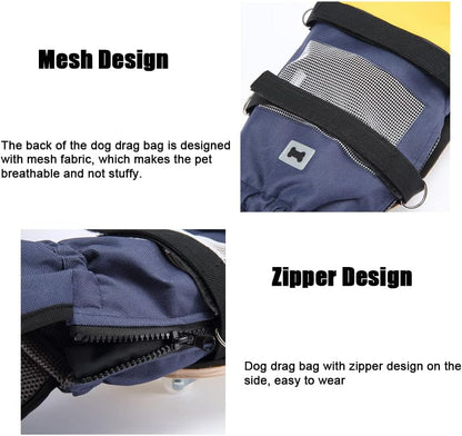 Dog Drag Bag Dog Wheelchair Alternative with Wooden Scooter for Indoor and Outdoor,Disabled Dog Dragging Bag Fit for Paralyzed Dog Cat|Yellow (L)