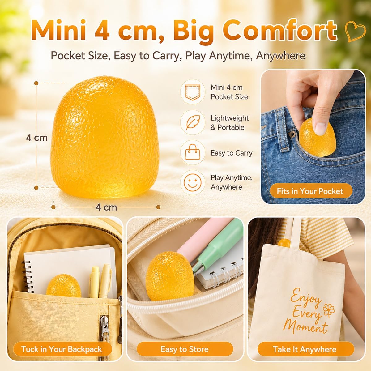 Mini Gumdrop Squishies Fidget Toy, Quiet Desk Squeeze Sensory Fidget | Non-Sticky Slow Rising Stress Ball for Anxiety Stress Relief,Yellow Gumdrop Squishy for Kid Adult,No Odor Toy Easy to Clean