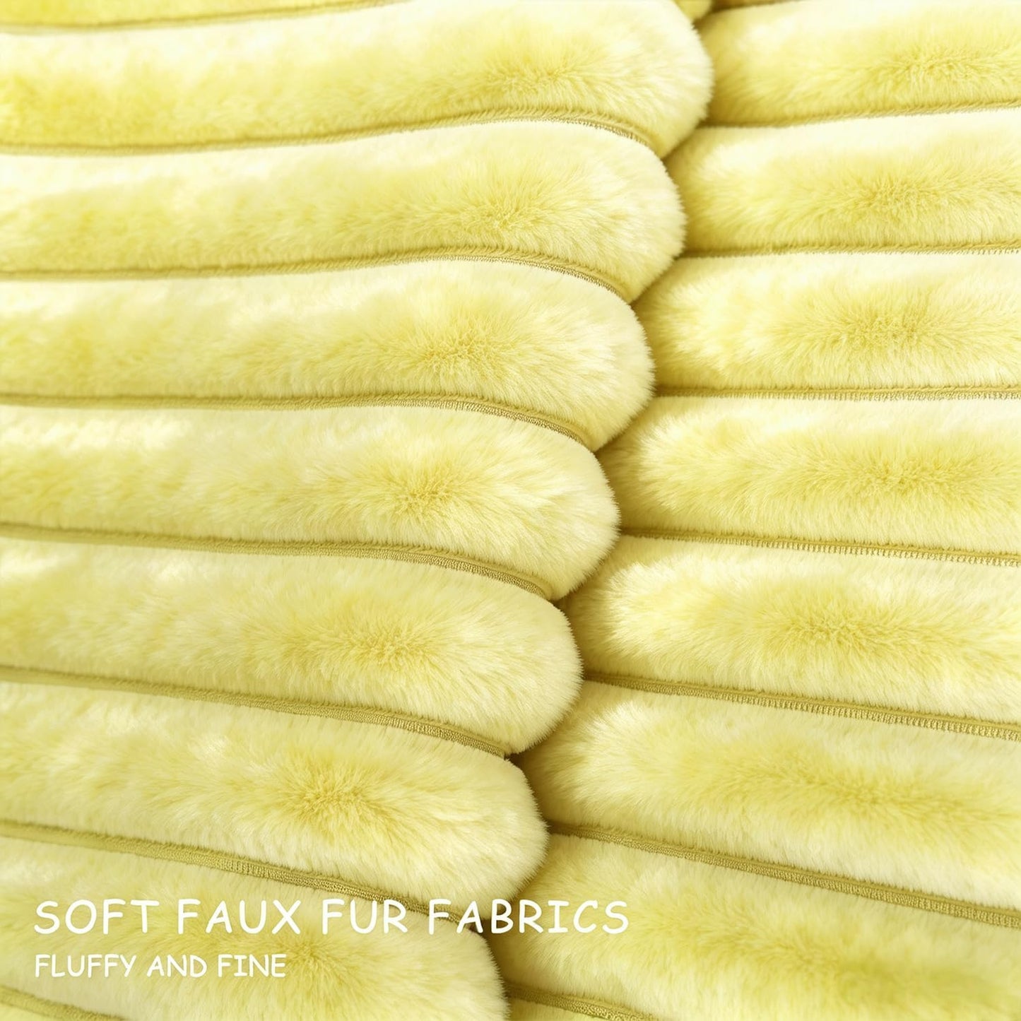 2 Pack 18x18 Pillow Cover Velvet Pillow Covers, Faux Fur Square Throw Pillow Covers for Living Room Decorations Throw Pillow Case, Throw Pillow Cover Cushion Cover for Sofa Bedroom Car, Lemon Yellow