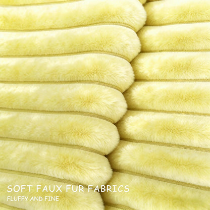 2 Pack 18x18 Pillow Cover Velvet Pillow Covers, Faux Fur Square Throw Pillow Covers for Living Room Decorations Throw Pillow Case, Throw Pillow Cover Cushion Cover for Sofa Bedroom Car, Lemon Yellow