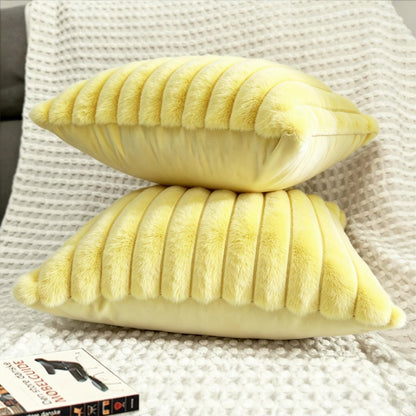 2 Pack 18x18 Pillow Cover Velvet Pillow Covers, Faux Fur Square Throw Pillow Covers for Living Room Decorations Throw Pillow Case, Throw Pillow Cover Cushion Cover for Sofa Bedroom Car, Lemon Yellow