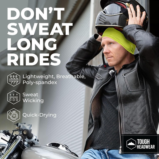 Tough Headwear Skull Cap - Skull Caps for Men - Motorcycle and Bike Helmet Liner - Hard Hat Cooling Hats - No Sweat Head Caps