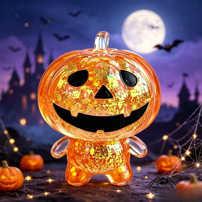 Halloween Pumpkin Ghost Squishy – Soft Squeezable Figurine for Party Favors, Gift Bags & Spooky Desk Decor,Yellow Pumpkin Man