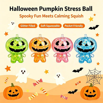 Halloween Pumpkin Ghost Squishy – Soft Squeezable Figurine for Party Favors, Gift Bags & Spooky Desk Decor,Yellow Pumpkin Man