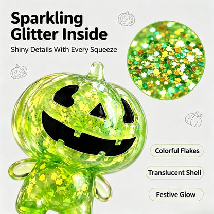 Halloween Pumpkin Ghost Squishy – Soft Squeezable Figurine for Party Favors, Gift Bags & Spooky Desk Decor,Yellow Pumpkin Man