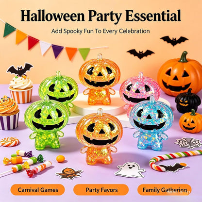 Halloween Pumpkin Ghost Squishy – Soft Squeezable Figurine for Party Favors, Gift Bags & Spooky Desk Decor,Yellow Pumpkin Man