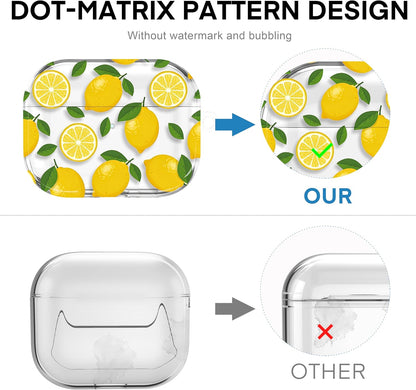 for AirPods Pro 3 Case 2025 with Keychain,Magsafe Compatible,Lemon | Soft TPU Full Protective,Cute AirPods Pro 3 Cover for Women Girly,Clear Painting,Anti-Yellow,Anti dust,Drop Protection