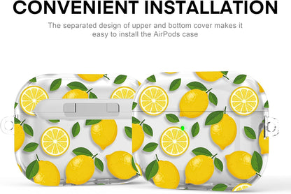 for AirPods Pro 3 Case 2025 with Keychain,Magsafe Compatible,Lemon | Soft TPU Full Protective,Cute AirPods Pro 3 Cover for Women Girly,Clear Painting,Anti-Yellow,Anti dust,Drop Protection