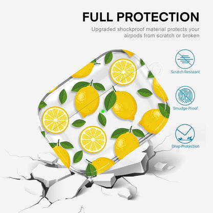for AirPods Pro 3 Case 2025 with Keychain,Magsafe Compatible,Lemon | Soft TPU Full Protective,Cute AirPods Pro 3 Cover for Women Girly,Clear Painting,Anti-Yellow,Anti dust,Drop Protection