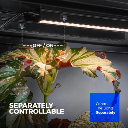 T5 Grow Lights for Indoor Plants, 2FT 20W (2 x 10W), Black Cover Plant Growing Lamp with Magnetic Installation, Full Spectrum Grow Light Strip with Separate Switch, Linkable, Yellow, 2 Packs
