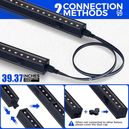T5 Grow Lights for Indoor Plants, 2FT 20W (2 x 10W), Black Cover Plant Growing Lamp with Magnetic Installation, Full Spectrum Grow Light Strip with Separate Switch, Linkable, Yellow, 2 Packs