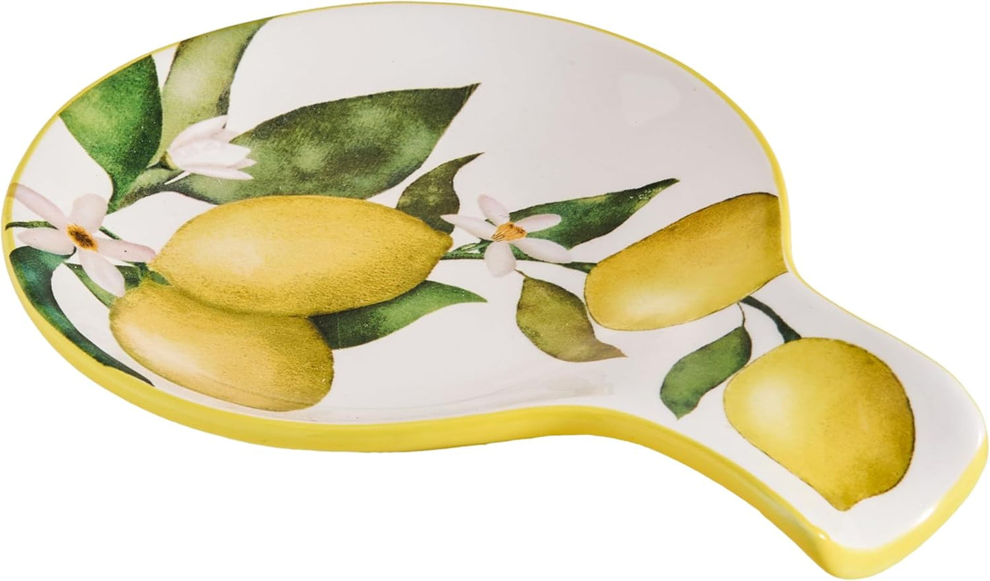 Lemon Dreams Spoon Rest for Stove Top, Ceramic Spoon Holder for Kitchen Counter, Easy to Clean Coffee Spoon Rest Dishwasher Safe, Kitchen Cooking Utensil Rest for Ladles Spatula