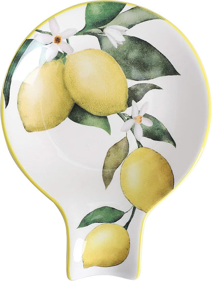 Lemon Dreams Spoon Rest for Stove Top, Ceramic Spoon Holder for Kitchen Counter, Easy to Clean Coffee Spoon Rest Dishwasher Safe, Kitchen Cooking Utensil Rest for Ladles Spatula