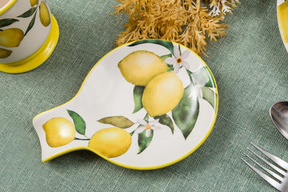 Lemon Dreams Spoon Rest for Stove Top, Ceramic Spoon Holder for Kitchen Counter, Easy to Clean Coffee Spoon Rest Dishwasher Safe, Kitchen Cooking Utensil Rest for Ladles Spatula