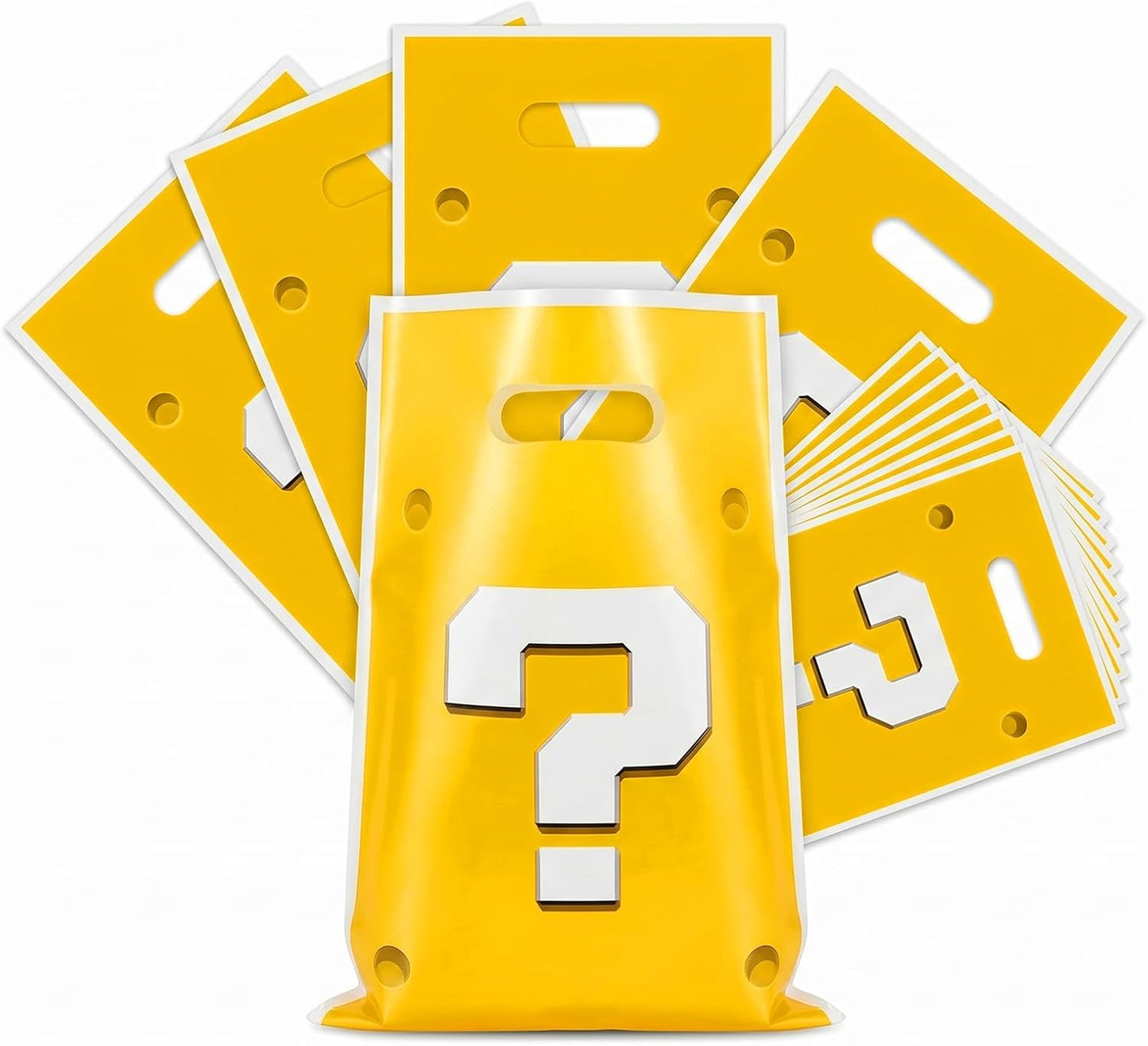 Yellow Question Mark Plastic Gift Bags,30 Pack Video Game Theme Party Favor Bags for Boys Birthday Party Decorations