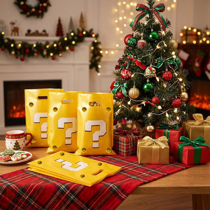 Yellow Question Mark Plastic Gift Bags,30 Pack Video Game Theme Party Favor Bags for Boys Birthday Party Decorations