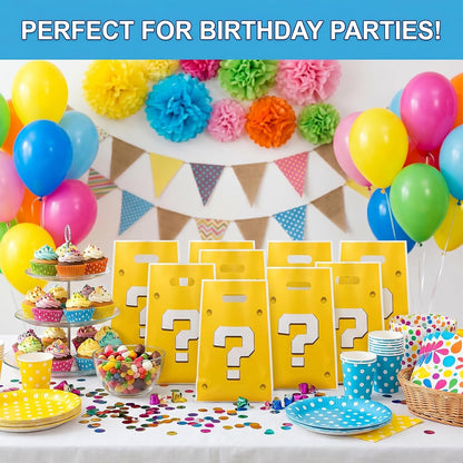 Yellow Question Mark Plastic Gift Bags,30 Pack Video Game Theme Party Favor Bags for Boys Birthday Party Decorations