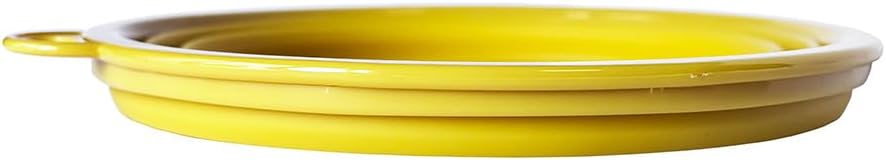 SiliconeSnap Travel Pet Bowl - Collapsible 6.8" Dog Food Dish with Easy Hook Hole, Sun Yellow Washable Feeder