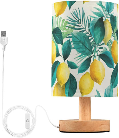 Bedside Table Lamp Lemon Yellow Citrus Fruits (57) Kids Nightstand Lamp Night Light Fabric Shade for Bedroom Living Room Home Office