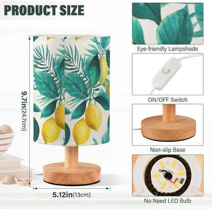 Bedside Table Lamp Lemon Yellow Citrus Fruits (57) Kids Nightstand Lamp Night Light Fabric Shade for Bedroom Living Room Home Office