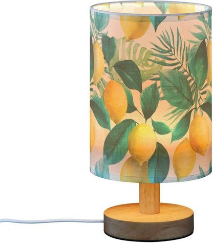 Bedside Table Lamp Lemon Yellow Citrus Fruits (57) Kids Nightstand Lamp Night Light Fabric Shade for Bedroom Living Room Home Office