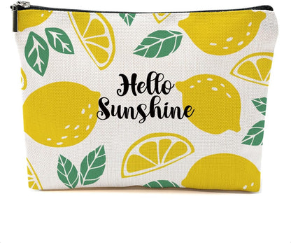Lemon Makeup Bag Inspirational Cosmetic Bag Sunshine Gifts for Women Girls | Lemon Gifts for Friend Niece Daughter Lemon Themed Gifts Travel Organizer Zipper Pouch Graduation Birthday Friendship Gifts