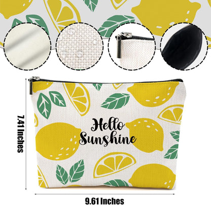 Lemon Makeup Bag Inspirational Cosmetic Bag Sunshine Gifts for Women Girls | Lemon Gifts for Friend Niece Daughter Lemon Themed Gifts Travel Organizer Zipper Pouch Graduation Birthday Friendship Gifts