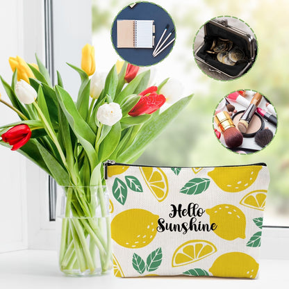 Lemon Makeup Bag Inspirational Cosmetic Bag Sunshine Gifts for Women Girls | Lemon Gifts for Friend Niece Daughter Lemon Themed Gifts Travel Organizer Zipper Pouch Graduation Birthday Friendship Gifts
