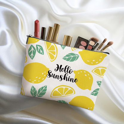 Lemon Makeup Bag Inspirational Cosmetic Bag Sunshine Gifts for Women Girls | Lemon Gifts for Friend Niece Daughter Lemon Themed Gifts Travel Organizer Zipper Pouch Graduation Birthday Friendship Gifts