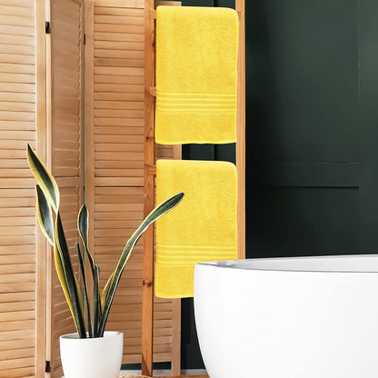 100% Cotton 2 Pack Bath Towel Set 28x55, Eco-Friendly Large Bath Towels, Compact Quickdry Lightweight Soft & Highly Absorbent Bath Towel, Ideal for Everyday Gym Travel Camp Pool - Lime Yellow