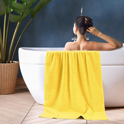 100% Cotton 2 Pack Bath Towel Set 28x55, Eco-Friendly Large Bath Towels, Compact Quickdry Lightweight Soft & Highly Absorbent Bath Towel, Ideal for Everyday Gym Travel Camp Pool - Lime Yellow