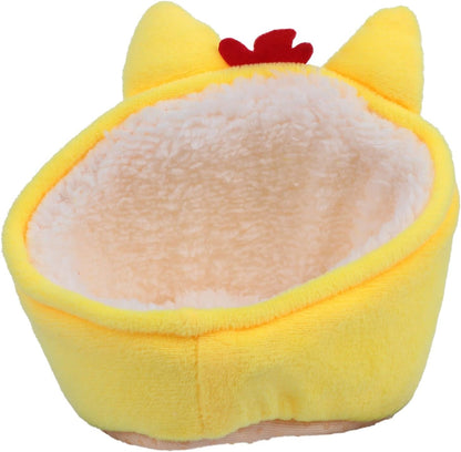 Fluffy Yellow Chicken Nest Bed Pet Rest House Hamster Bedding Soft Small Animal Resting Place Compact Pet Nest
