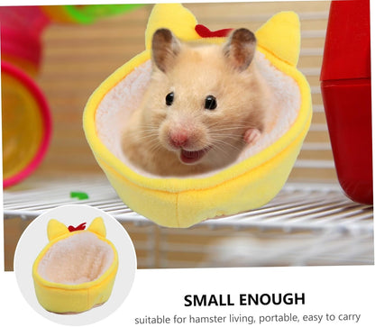 Fluffy Yellow Chicken Nest Bed Pet Rest House Hamster Bedding Soft Small Animal Resting Place Compact Pet Nest