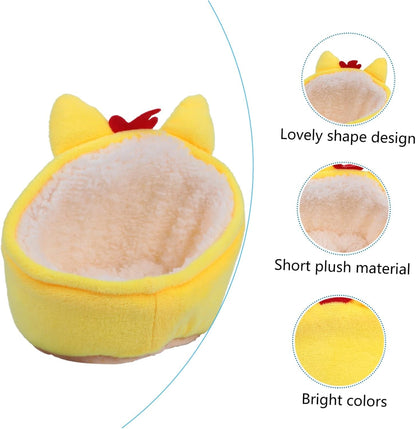 Fluffy Yellow Chicken Nest Bed Pet Rest House Hamster Bedding Soft Small Animal Resting Place Compact Pet Nest