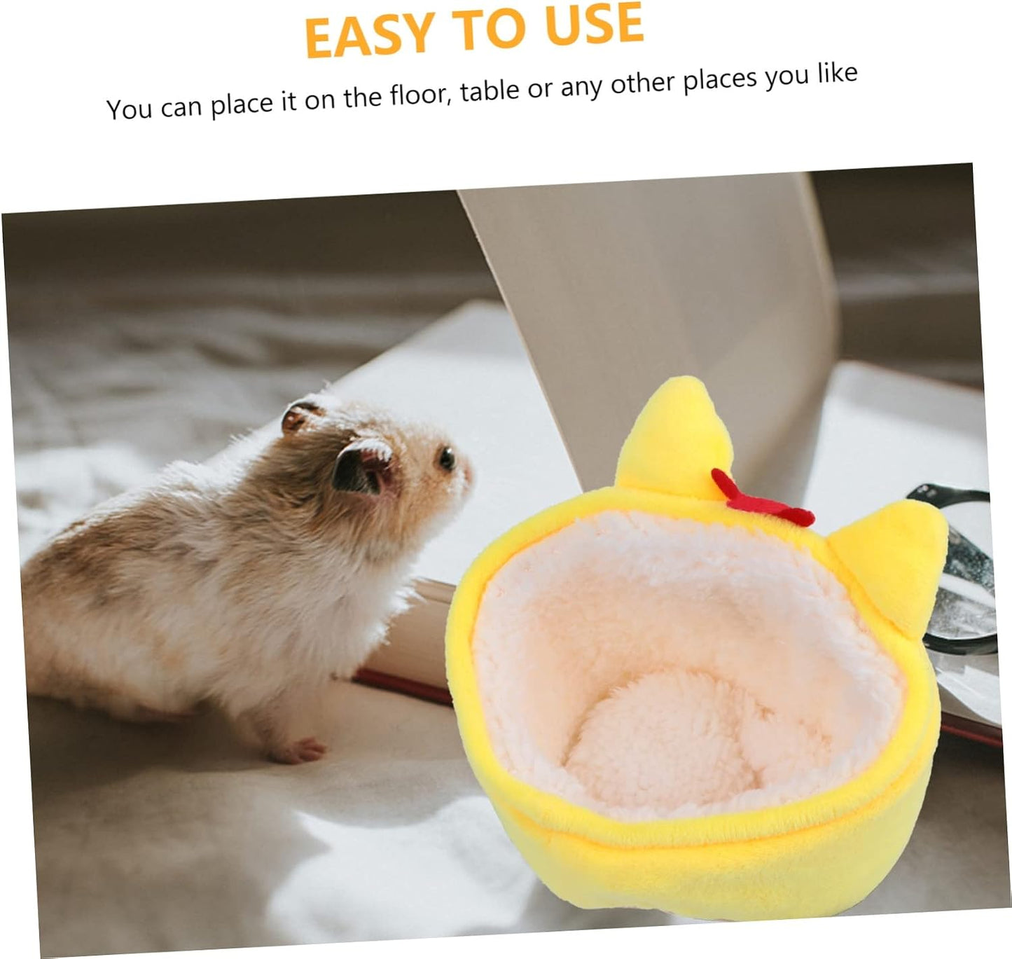 Fluffy Yellow Chicken Nest Bed Pet Rest House Hamster Bedding Soft Small Animal Resting Place Compact Pet Nest