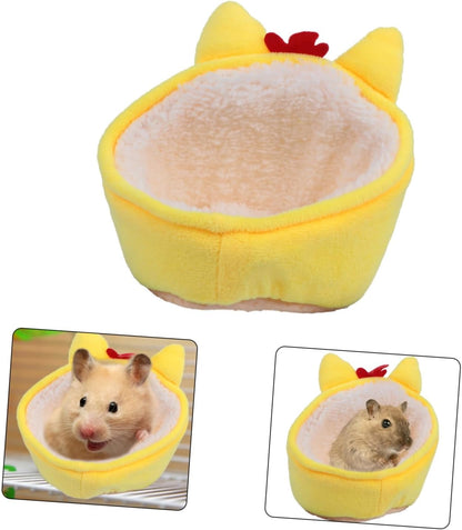 Fluffy Yellow Chicken Nest Bed Pet Rest House Hamster Bedding Soft Small Animal Resting Place Compact Pet Nest