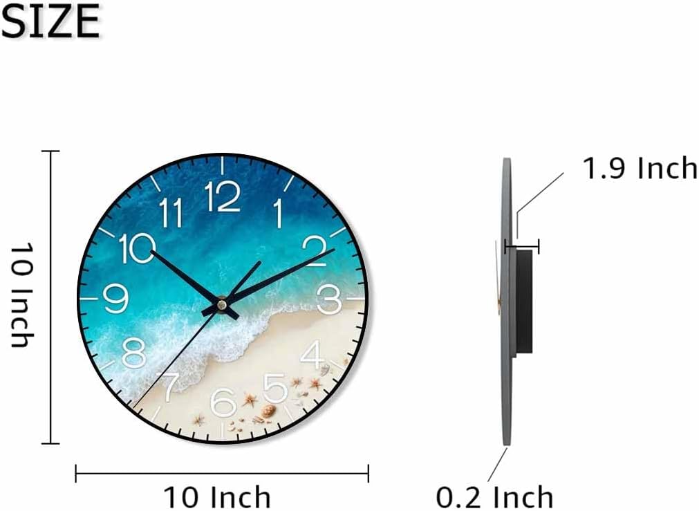 Lemon Wall Clock Yellow-Green Lemon Leaves Battery Powered Wall Clock Silent Non Ticking 10 Inch for Living Room, Kitchen, Home,Bathroom, Bedroom - Colors A