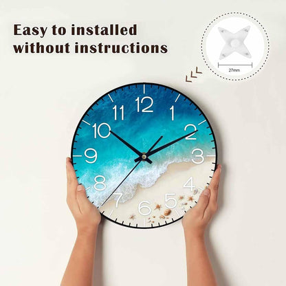 Lemon Wall Clock Yellow-Green Lemon Leaves Battery Powered Wall Clock Silent Non Ticking 10 Inch for Living Room, Kitchen, Home,Bathroom, Bedroom - Colors A