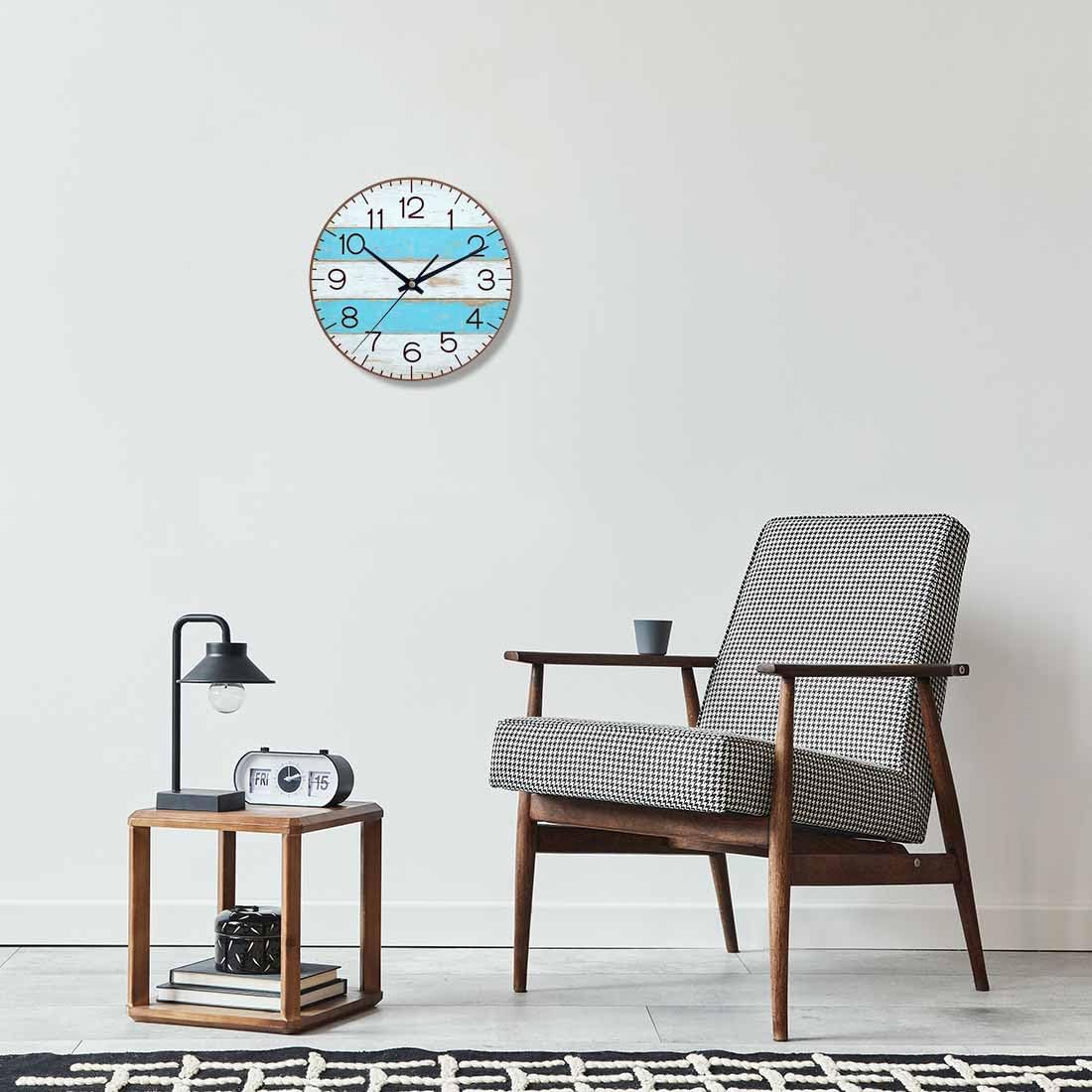 Lemon Wall Clock Yellow-Green Lemon Leaves Battery Powered Wall Clock Silent Non Ticking 10 Inch for Living Room, Kitchen, Home,Bathroom, Bedroom - Colors A