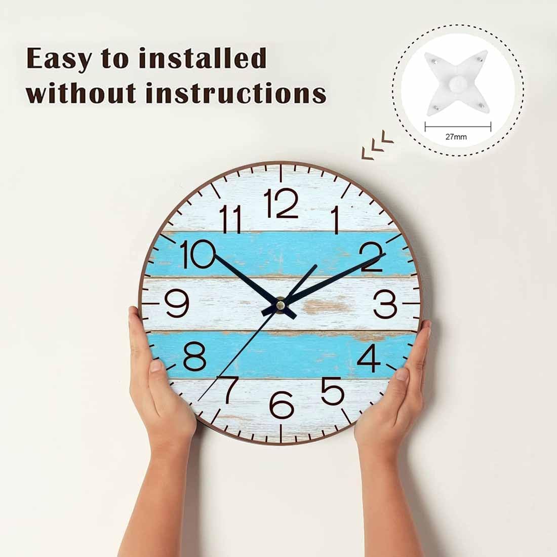 Lemon Wall Clock Yellow-Green Lemon Leaves Battery Powered Wall Clock Silent Non Ticking 10 Inch for Living Room, Kitchen, Home,Bathroom, Bedroom - Colors A