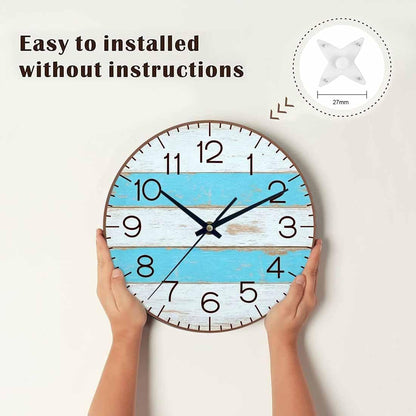 Lemon Wall Clock Yellow-Green Lemon Leaves Battery Powered Wall Clock Silent Non Ticking 10 Inch for Living Room, Kitchen, Home,Bathroom, Bedroom - Colors A