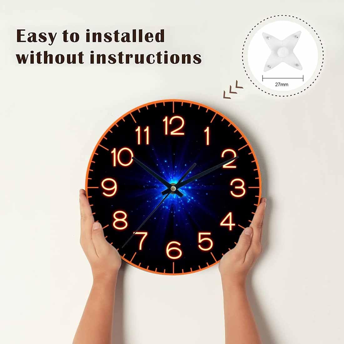 Lemon Wall Clock Yellow-Green Lemon Leaves Battery Powered Wall Clock Silent Non Ticking 10 Inch for Living Room, Kitchen, Home,Bathroom, Bedroom - Colors A