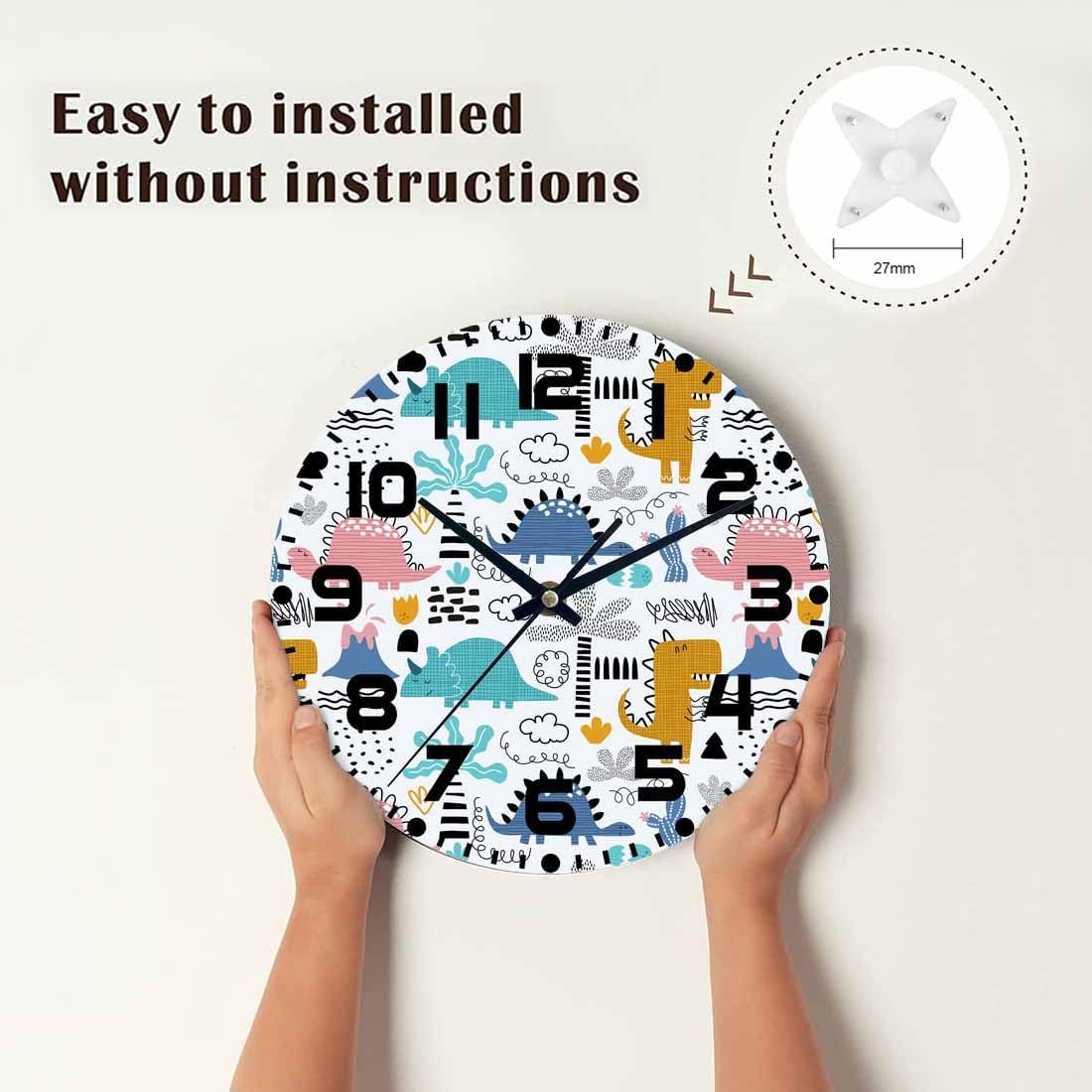 Lemon Wall Clock Yellow-Green Lemon Leaves Battery Powered Wall Clock Silent Non Ticking 10 Inch for Living Room, Kitchen, Home,Bathroom, Bedroom - Colors A