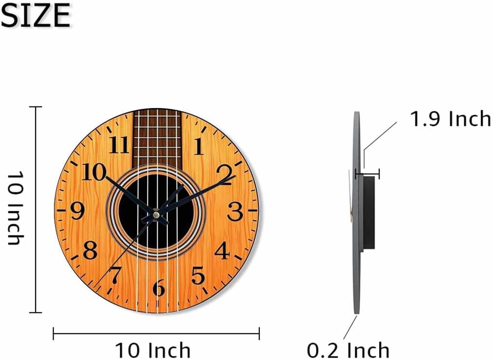 Lemon Wall Clock Yellow-Green Lemon Leaves Battery Powered Wall Clock Silent Non Ticking 10 Inch for Living Room, Kitchen, Home,Bathroom, Bedroom - Colors A