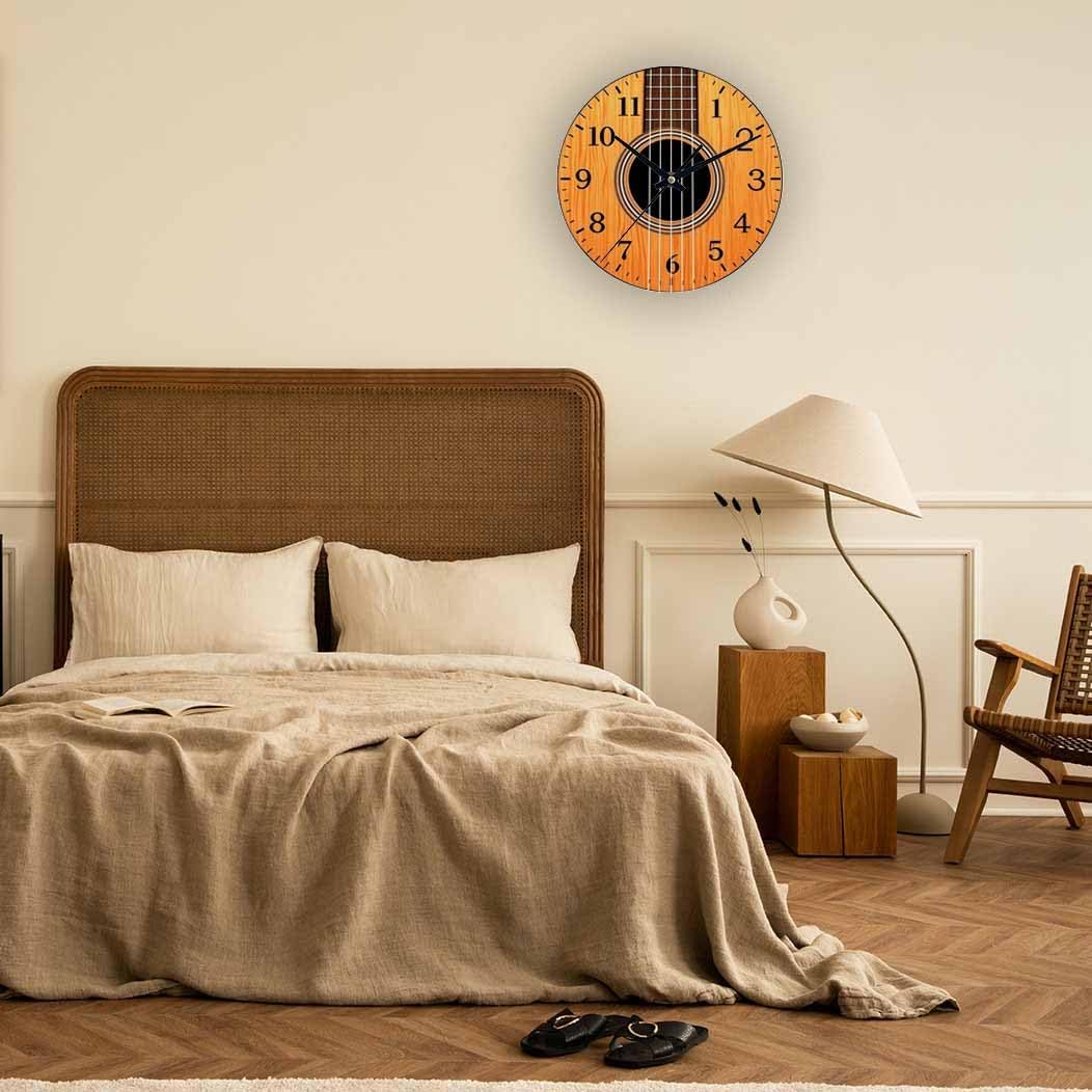 Lemon Wall Clock Yellow-Green Lemon Leaves Battery Powered Wall Clock Silent Non Ticking 10 Inch for Living Room, Kitchen, Home,Bathroom, Bedroom - Colors A