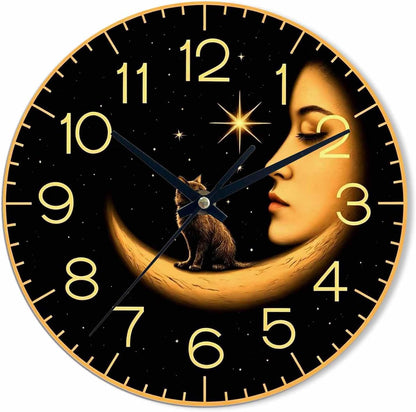 Lemon Wall Clock Yellow-Green Lemon Leaves Battery Powered Wall Clock Silent Non Ticking 10 Inch for Living Room, Kitchen, Home,Bathroom, Bedroom - Colors A