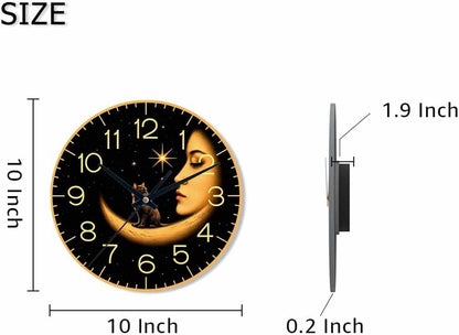 Lemon Wall Clock Yellow-Green Lemon Leaves Battery Powered Wall Clock Silent Non Ticking 10 Inch for Living Room, Kitchen, Home,Bathroom, Bedroom - Colors A