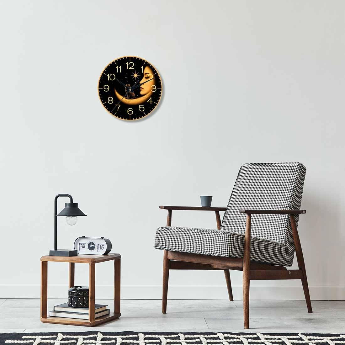 Lemon Wall Clock Yellow-Green Lemon Leaves Battery Powered Wall Clock Silent Non Ticking 10 Inch for Living Room, Kitchen, Home,Bathroom, Bedroom - Colors A